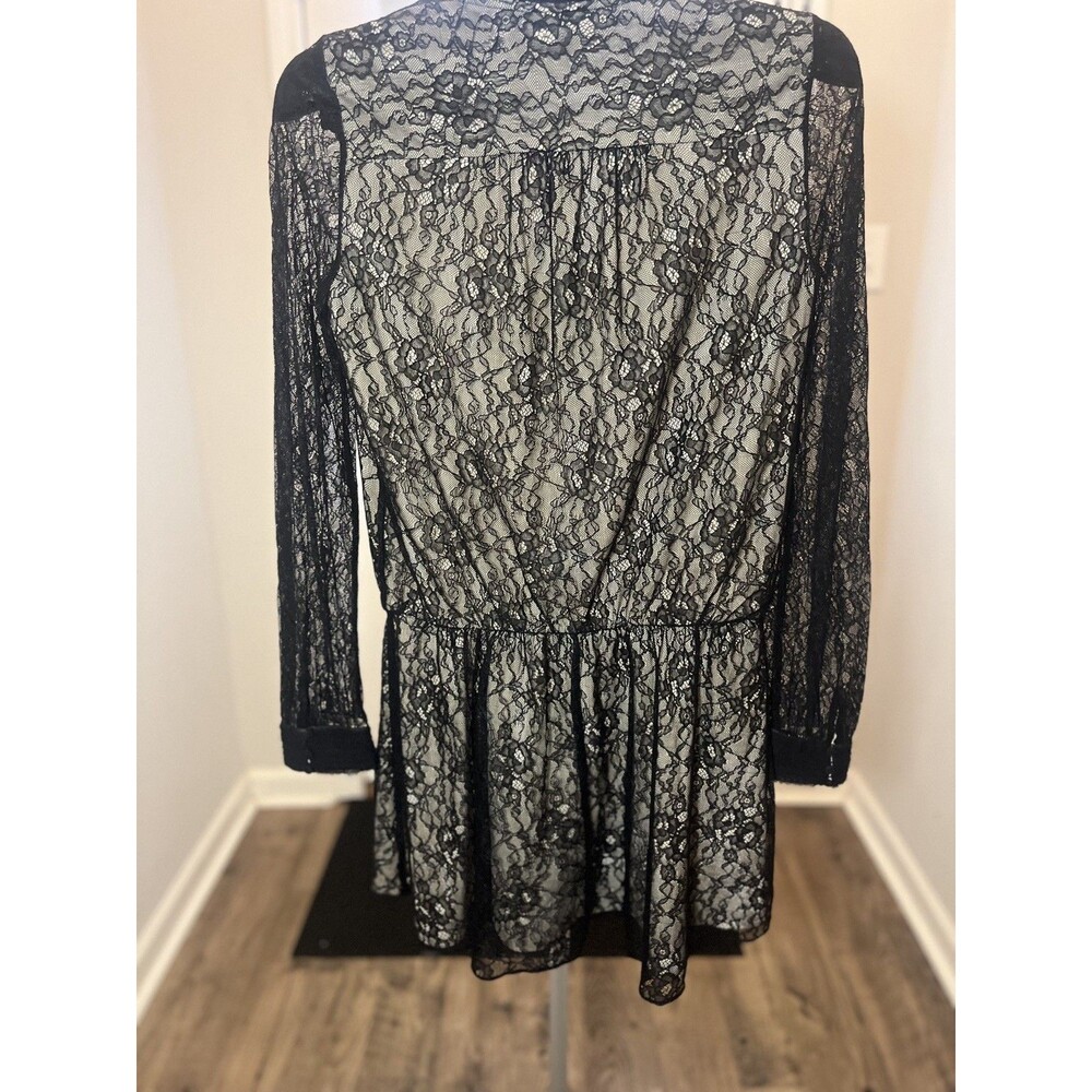 Alice And Olivia Deena Drop Waist Lace Dress Black/natural sz 6 - Picture 8 of 12